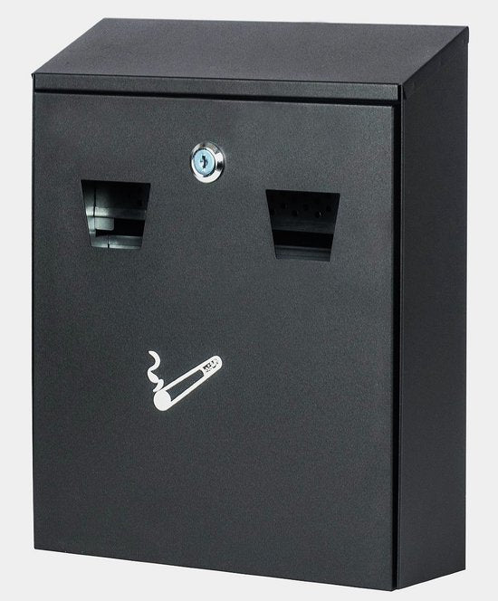 Ceruzo Wandaschenbecher Schwarz – Groß – Mit Schloss – Aschenbecher für den Außenbereich – 32 x 26 x 8,5 cm
