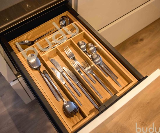 Budu - Besteckkasten - Holz - 45 x 30.6 - 50 cm - 6-8 Fächer - Braun