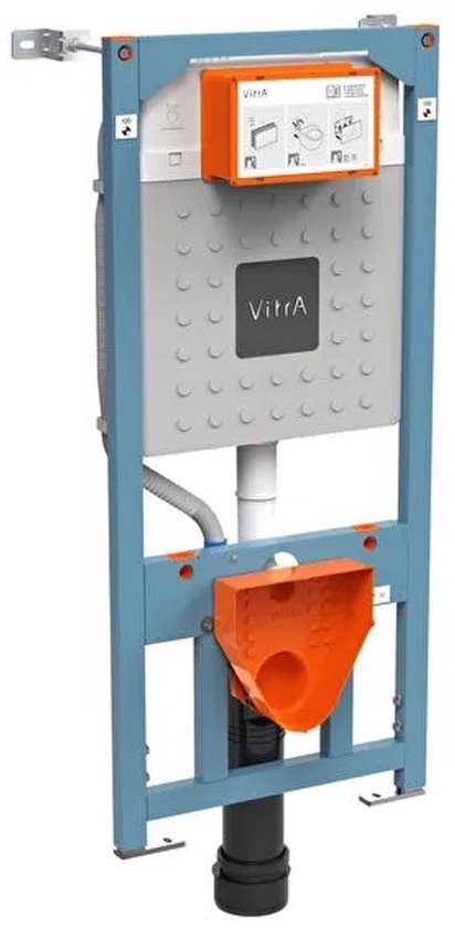VitrA – Komplettes Bidet-WC-Set für Aufputzmontage – VitrA Integra Round randloses Bidet-WC und Sitz + VitrA V-Fix Prime Unterputzspülkasten + VitrA Origin Betätigungsplatte in Weiß