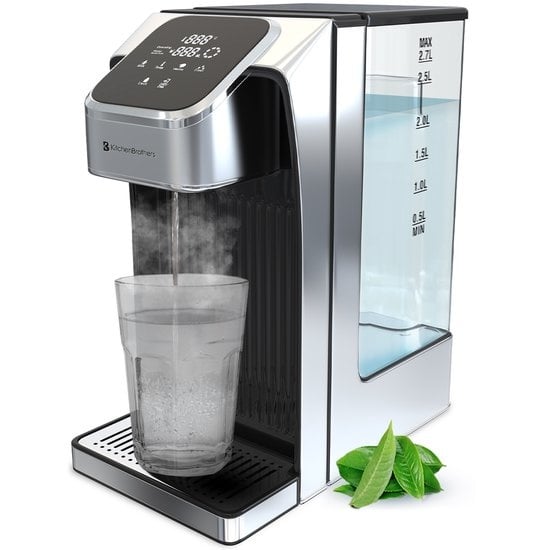 KitchenBrothers - Heißwasserspender - Touch Display - Milchfunktion - 2.7L - 2600W - Edelstahl/Schwarz