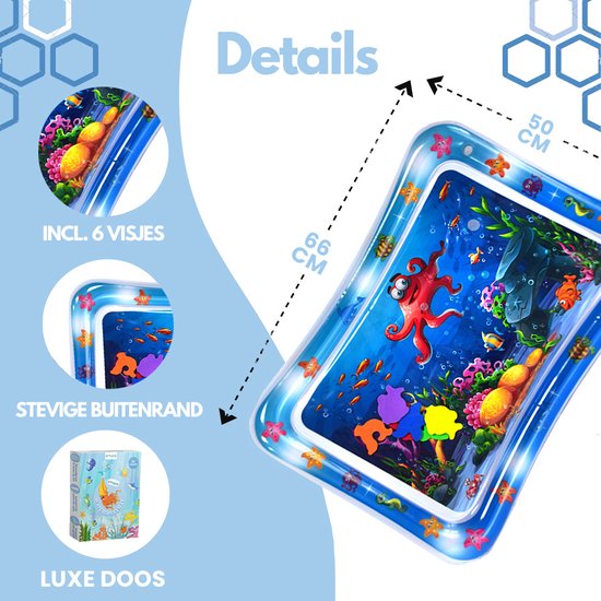 Spoused Wasser Spielmatte - Wasser-Matte - Spielmatte Baby - Tummy Time - Luxus-Geschenk-Box