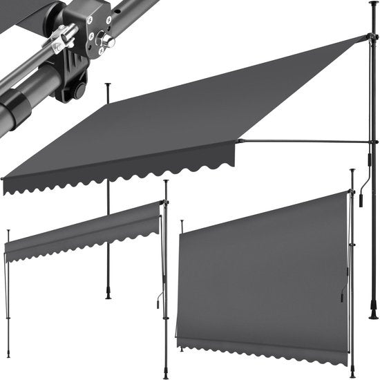 Tectake - Klemmmarkise - 404970 - Verstellbar - 400 x 180 cm - schwarz grau