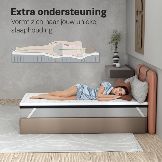 CozySense® DualFeel Topper Matratze 90x200 - Matratzenauflage - Obere Abdeckung Matratze - Mit kühler & warmer Seite - CertiPUR® - Mittlere Festigkeit - 7,5 cm - Waschbarer Bezug