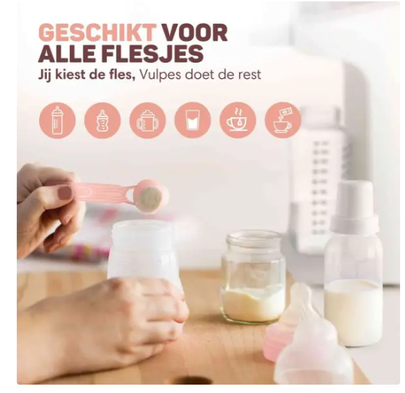 Vulpes Goods® Baby-Wasserspender Pro - 1,6 Liter - Mit 3 Temperatureinstellungen und LED-Anzeige - Einhandbedienung - Für Flaschennahrung und Tee - Weiß/Hellgrau