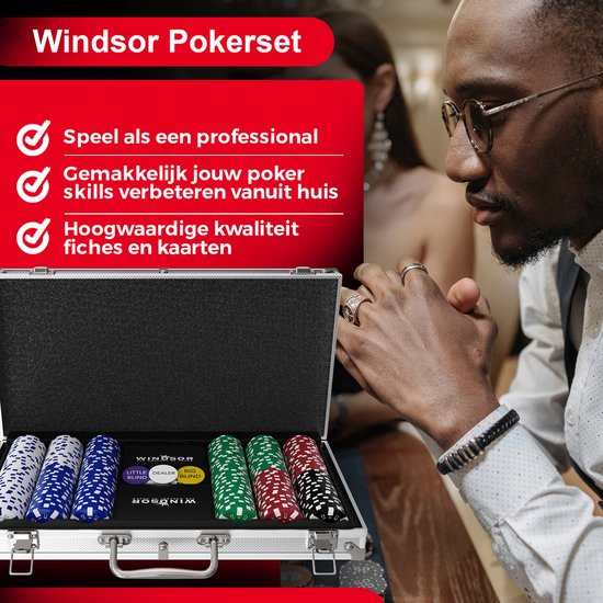 Windsor Poker Set - 300 Chips - Pokertuch - Blinds - Karten - Pokerchips - Pokerchips