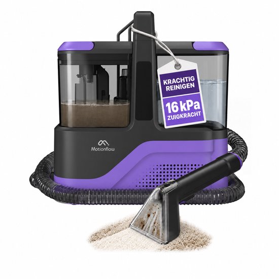Motionflow Teppichreiniger Go! – Leistungsstarker Flecken- und Polsterreiniger mit 16 kPa – Reinigungsgerät für Sofas, Fußböden, Autos und Teppiche – Teppichreiniger