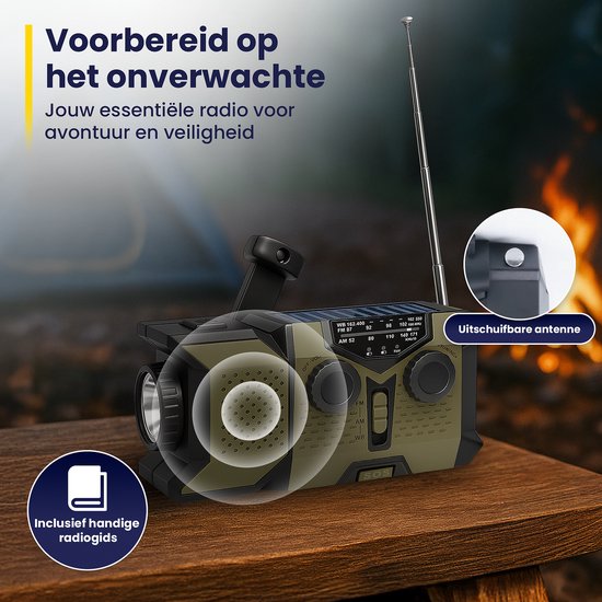 ODESSEY Notfall-Radio Solar Aufrollbar - 2000 mAh Powerbank - Taschenlampe - Tragbares Radio - Notfall-Kit