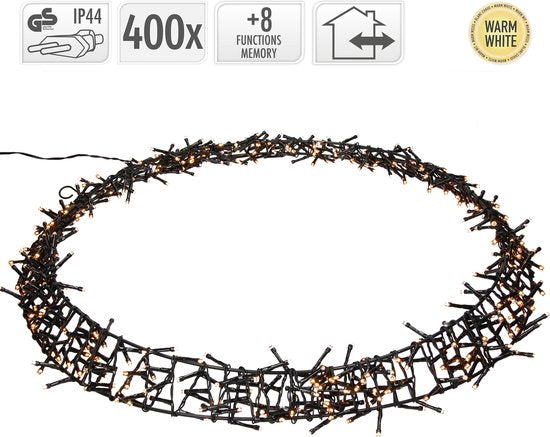 H&S Weihnachtskranz - Ring - Ø48cm - 400 Leds - 8 Einstellungen - Extra Warm White