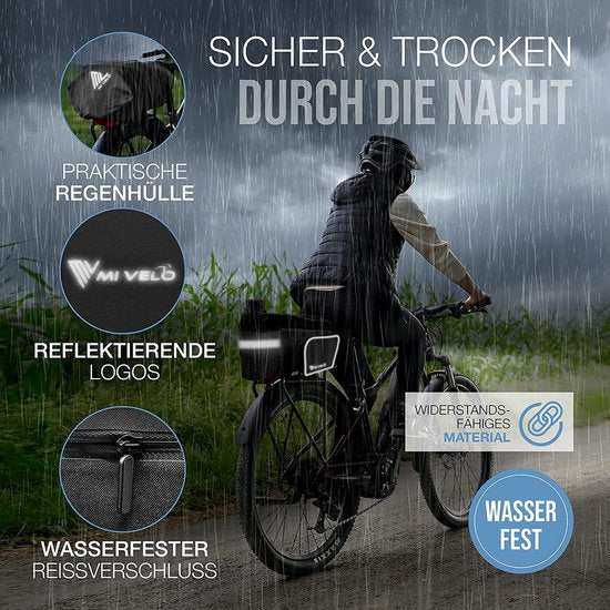 MIVELO - Gepäckträgertasche - Gepäcktasche Fahrrad - erweiterbar bis 20 l - wasserdicht - 20 l schwarz