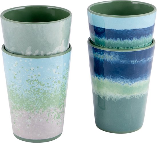 Bo-Camp – Becher – Halo – Blau/Grün – 4 Stück