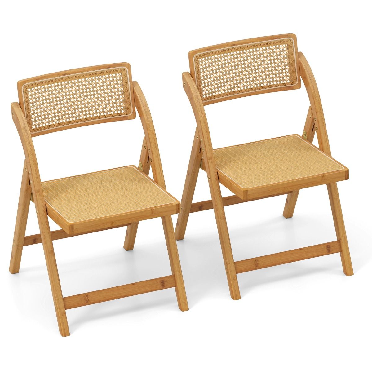 Coast 2er-Set Rattan-Klappstühle – um 360° drehbare Rückenlehne – zusammenklappbar – Naturfarben