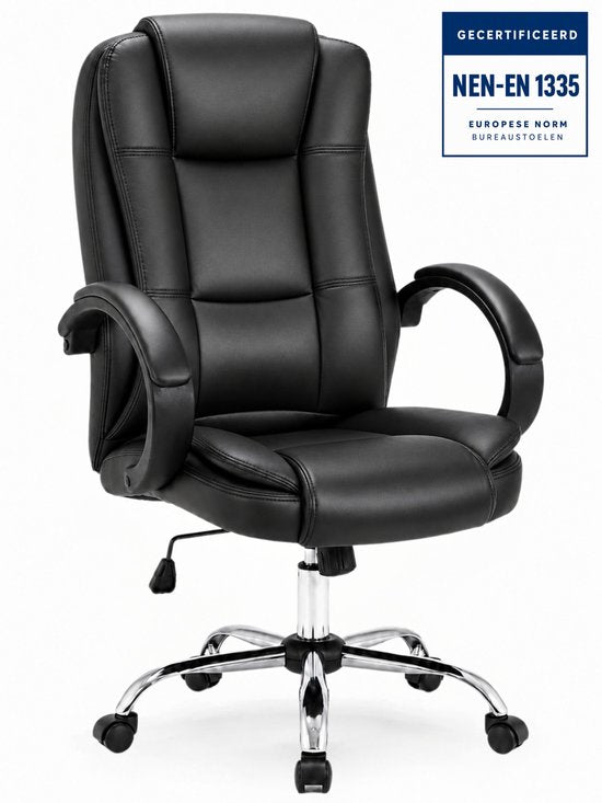 Infinity Goods Ergonomischer Bürostuhl – Office Chair – Verstellbar – 4D-Lendenstütze & Netzbezug – Bis zu 150 kg – NEN-EN1335 – Schwarz
