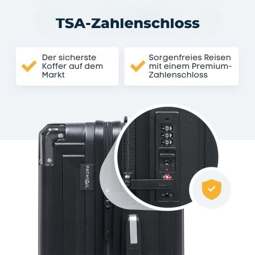 Pathsail - Handgepäck Koffer - 40L x 55CM - Leichter Trolley - Inkl. TSA-Schloss & Spinner-Räder - Schwarz