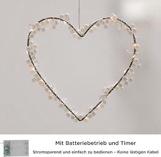 CozyHome 20 batteriebetriebene herzförmige Lichter, weißes Licht