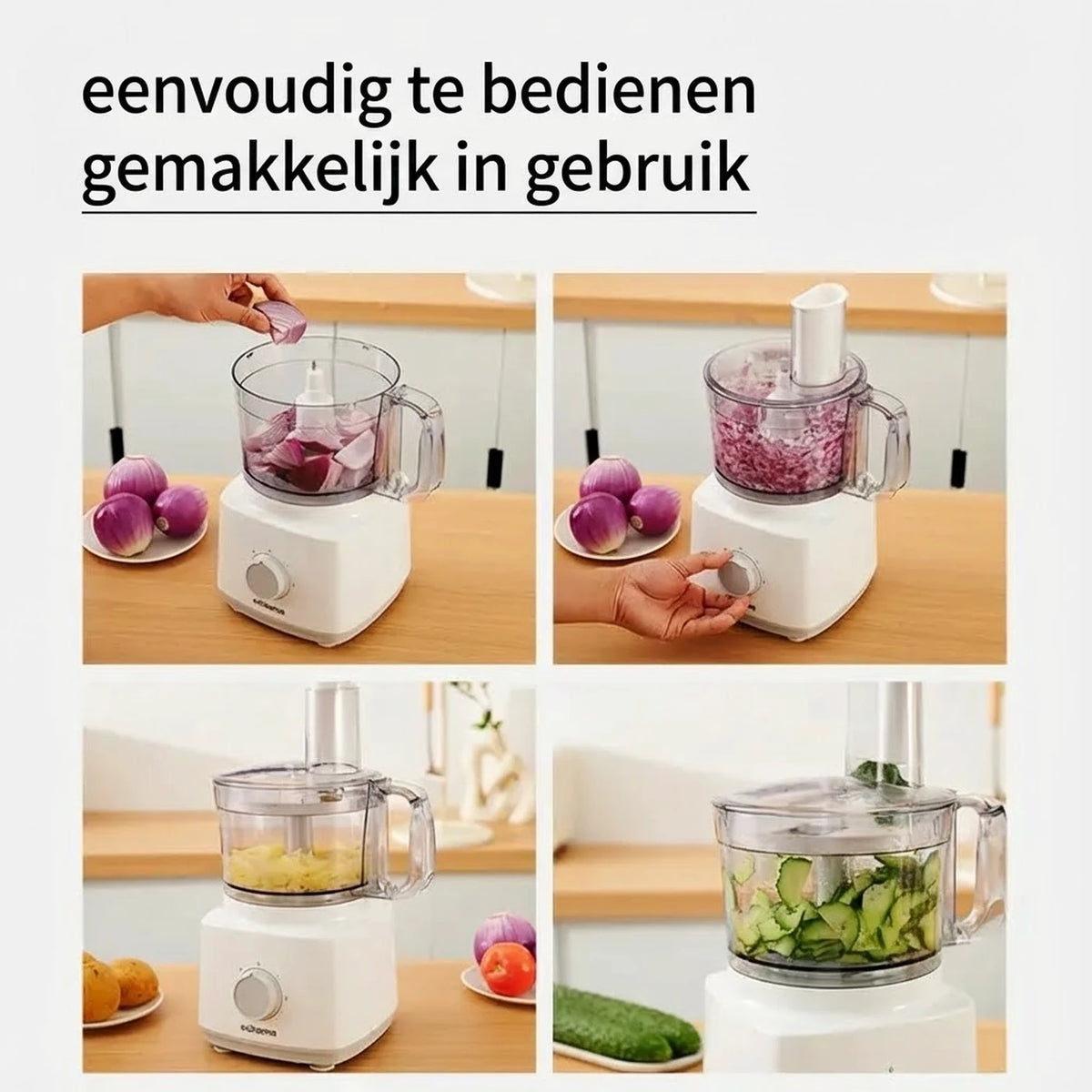 Ochama Küchenmaschine 750 W – 1,8 l – Multifunktional – Zerkleinerer, Mixer, Fleischwolf, Gemüseschneider und Reibe – Messer aus Edelstahl