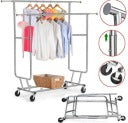 Yaheetech Kleiderständer 128 x 55 x 173 cm – Silber – Rollbar – 130 kg – Doppelte Kleiderstange