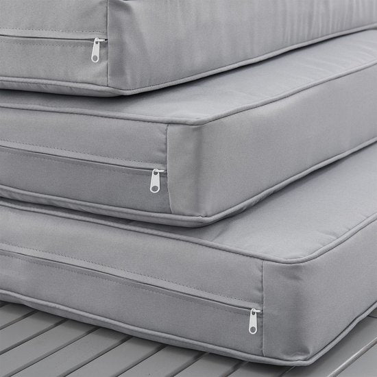 Juskys Lounge Set / Garten Set St. Tropez - 4 Personen - Stahl / Holz - Dunkelgrau - Inkl.