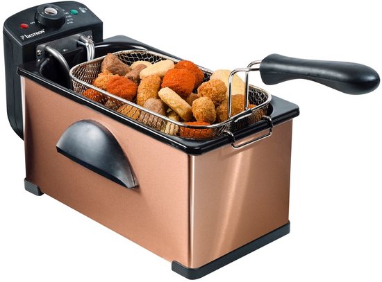 Bestron Fritteuse 3,5 Liter – AF370CO – Fritteuse 2000 W – Sichtfenster – Kupfer – 5 Jahre Garantie