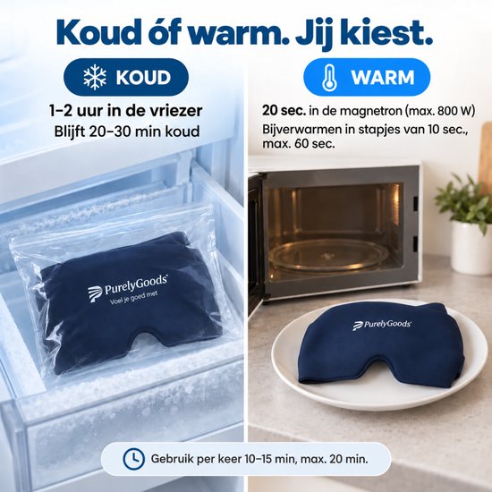 PurelyGoods® Migräne-Maske 600 g – Kühlpack mit Gefrierbeutel – Blau