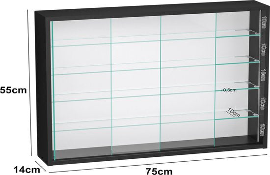 Vitrine stehend Hängevitrine - Schiebetüren - 75 x 55 x 14 cm