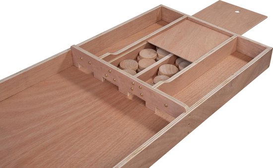 Shuffleboard-Wettkampfmodell aus Holz, 200 cm – inklusive 30 Shuffleboard-Steine – Shuffleboard aus Multiplex-Holz für zu Hause und die Freizeit – Gesellschaftsspiel – Longfield