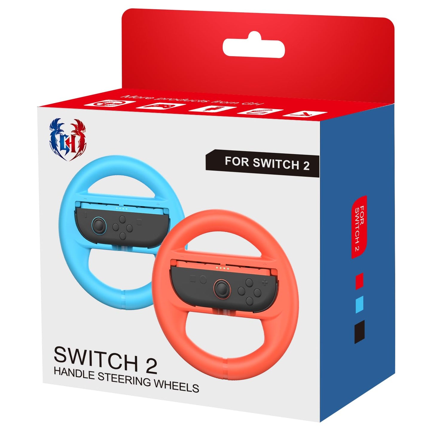 GH Nintendo Switch 2 Lenkrad für Mario Kart World – Joy-Con-Controller (Blau & Rot)