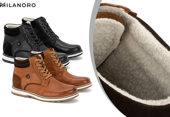 Milanoro - Elegante Herren-Turnschuhe aus Leder - Schwarz - Größe 43