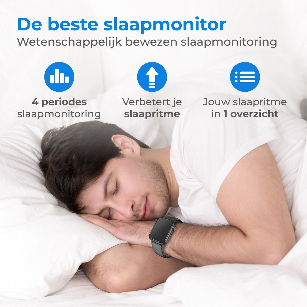 Nuvance Smartwatch Männer & Frauen - 45mm - Für iOS & Android - Schrittzähler und Herzfrequenzmesser - Wasserdicht - Schwarz