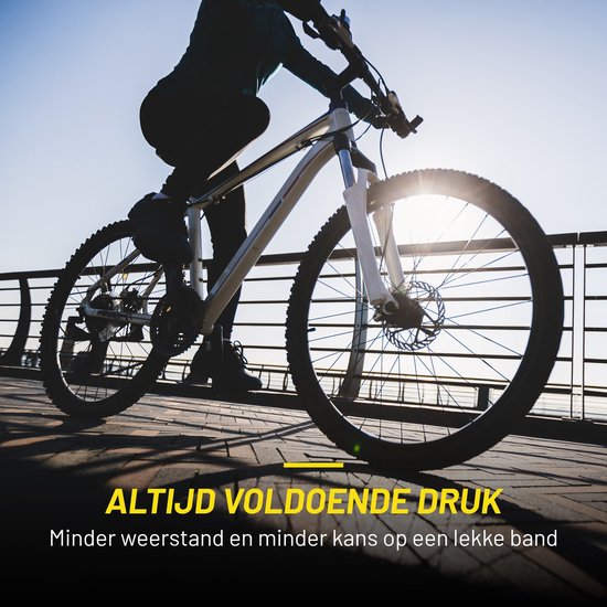 Dunlop Fahrradpumpe mit Manometer - Fahrradpumpe für Dunlop, Schrader und französische Ventile - Standpumpe inkl. Adapter für Wasserspielzeug und Bälle