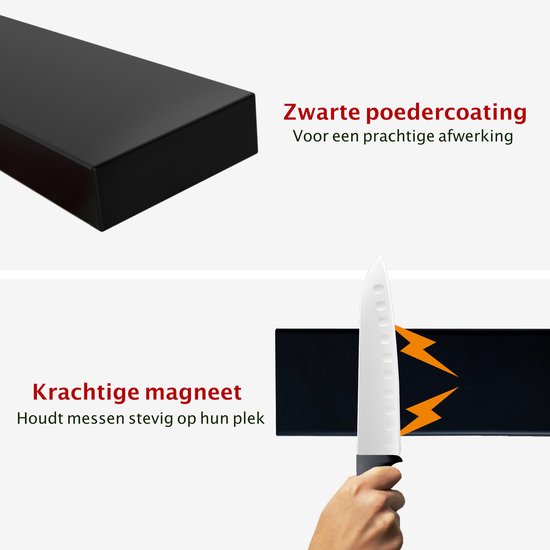 Volcan Messermagnet - 3M Tape - Magnetischer Messerhalter - 40CM - Industrie - Messerhalter Selbstklebend - Edelstahl