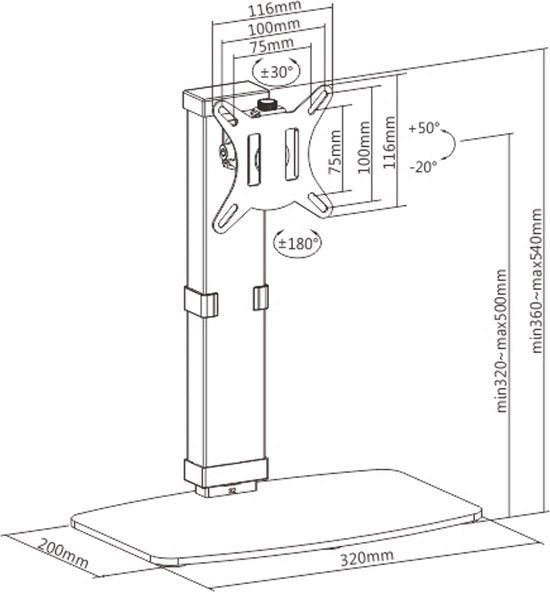 Höhenverstellbarer Monitorständer - Monitor schwenkbar neigbar drehbar