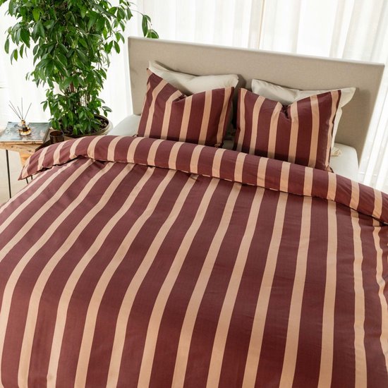 Kayori Dasshu Bettbezug Baumwolle Satin - 260x200-220 +2 Kopfkissenbezüge - Lits-jumeaux - Burgund