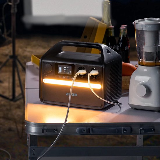 Anker 535 tragbare Stromversorgung, tragbarer Generator 512 Wh (PowerHouse 512 Wh), 500-W-Outdoor-Generator mit 7 Anschlüssen, 2 Wechselstromausgängen, 60-W-USB-C-PD-Ausgang und LED-Lampe für Camping, Wohnmobile, Notfälle und mehr