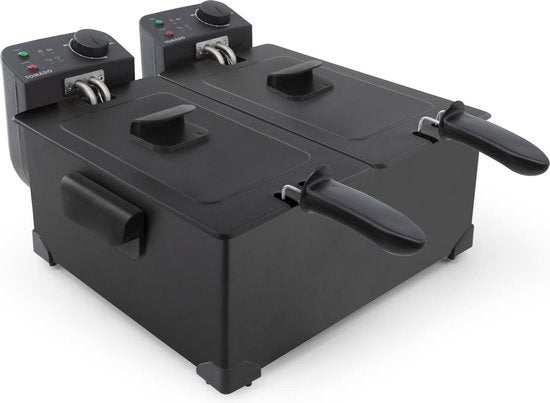 Tomado TDF6001B - Doppelfritteuse - 2 x 3 Liter - Kaltzone - schwarz