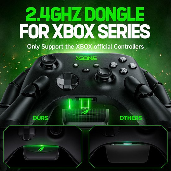 Kofire XG-ONE - Wireless Gaming Headset mit Mikrofon - Over-Ear-Kopfhörer - Xbox Serie X|S|One - Nintendo Switch/PS4/PS5/PC - Schwarz grün