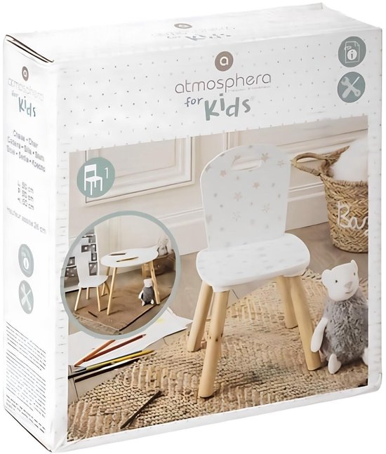 Weißer Kinderstuhl mit Motiv