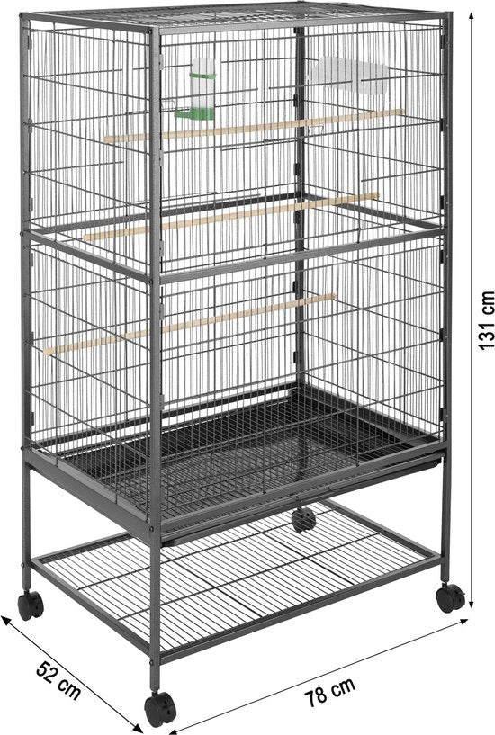tectake - Großer Vogelkäfig, Voliere 131cm hoch - 402287