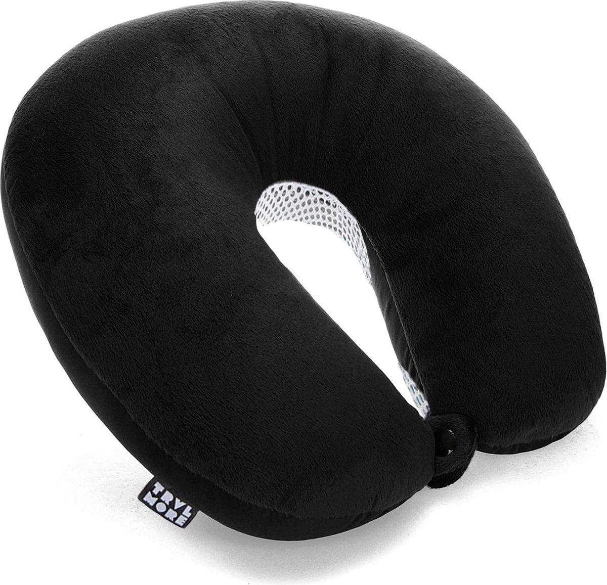 TRVLMORE Nackenkissen - Reisekissen für Flugzeug und Auto - U-Form - Memory Foam - Schwarz