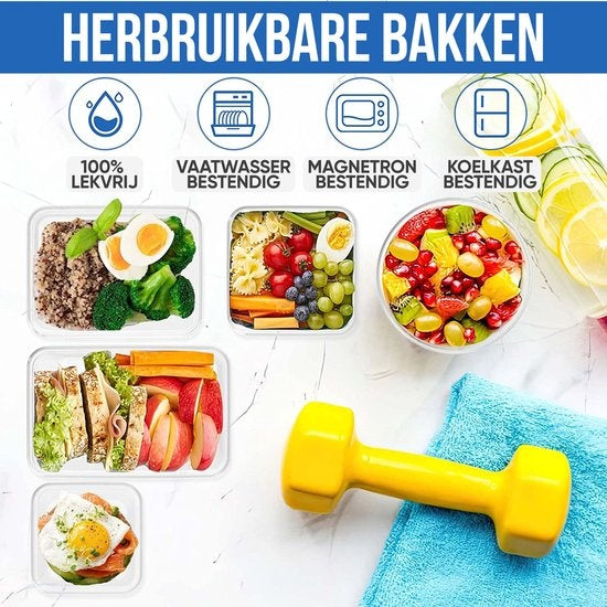 Strex Food Storage Containers - Meal Prep Containers - Kunststoff-Gefrierschrank-Container - mit Deckel - 18 Stück Set - BPA Free Microwave Containers