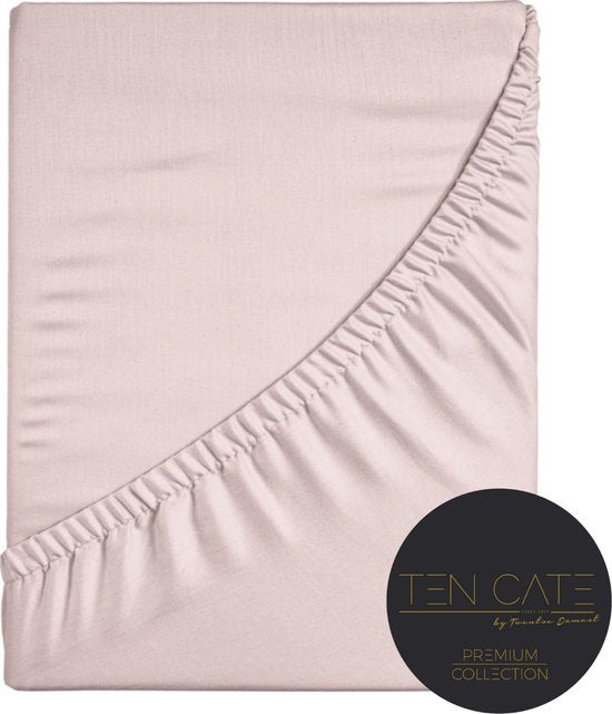 Ten Cate Premium Spannbetttuch – Spannbetttuch 90 x 200 – Spannbetttücher – Baumwollsatin – Geeignet für Boxspringbetten und Matratzen – Eckhöhe 30 cm – Rundum-Gummizug – Bügelfrei – Rosa – Blush