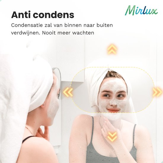 Mirlux Badezimmerspiegel mit LED-Beleuchtung & Heizung - Wandspiegel Oval - Schwarzer Rahmen - 100x50CM