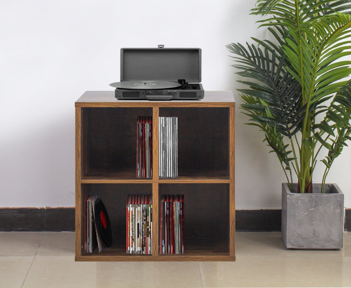 VDD Vinyl Wish - Plattenschrank - 4 Fächer - Braun - 34,50x70,50x70,50cm