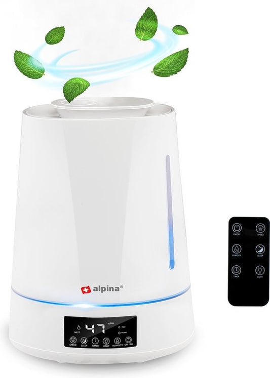 alpina Luftbefeuchter 4L - Luftbefeuchter - Aroma Diffusor mit Timer - Fernbedienung - Weiß