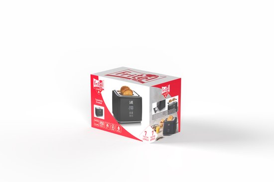 FRITEL Toaster TO 2995 – Stilvoller Toaster – 2 Schlitze – 7 Bräunungsstufen – 850 W – Touch-Display – Mattschwarz – Herausnehmbare Krümelfangschale + Brötchenaufsatz