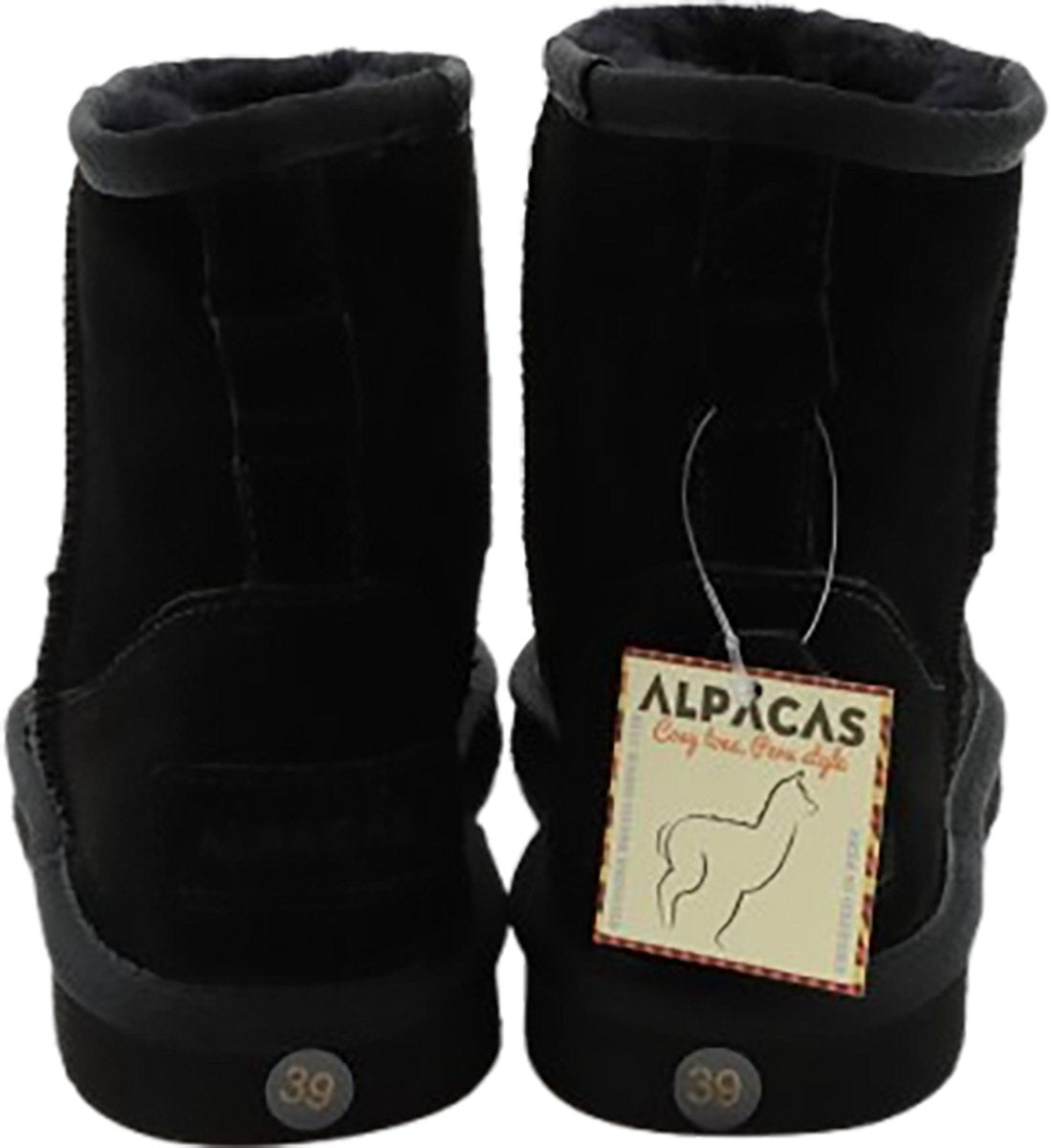 Alpacas Footwear Damenstiefel aus Wildleder gefüttert mit 100% Lammwolle - schwarz - Größe 49