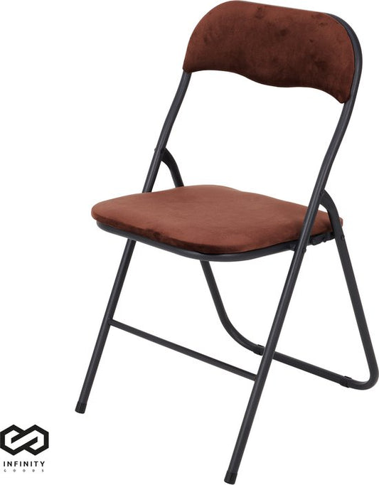 Infinity Goods Klapstoel - Vouwstoel - Fluweel - Eettafelstoel - Opklapbare Stoel - 43 x 47 x 80 CM - Stoel - Bruin