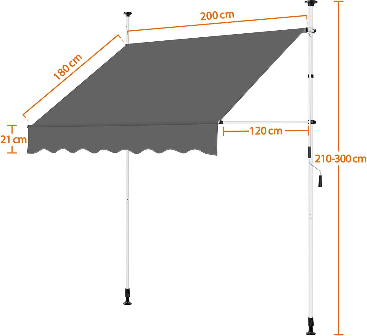 Yaheetech Klemm-Sonnenschutz mit Handkurbel – Ohne Bohren – 150 x 180 cm – Dunkelgrau