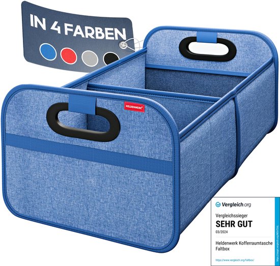 HELDENWERK Faltbare Kofferraumtasche mit rutschfestem Klettverschluss - Kofferraum-Organizer, Auto-Faltbox, Einkaufstasche - verstärkt und stabil