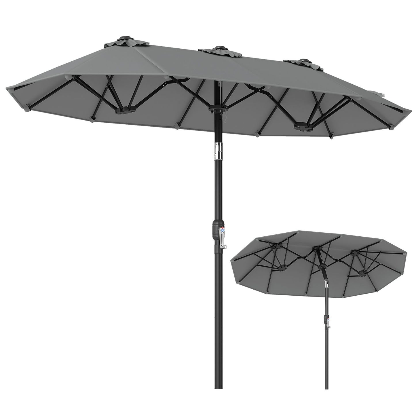 Coast Doppel-Sonnenschirm 300 x 160 cm – rechteckig – neigbar – grau