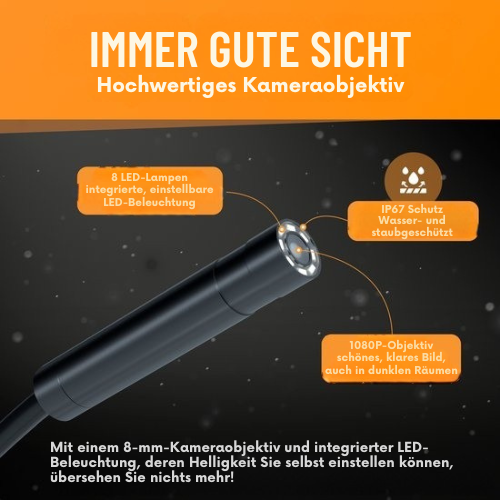 Strex - Inspektionskamera/ Endoskop - 10m Kabel - wasserdicht - LED-Beleuchtung - Schwarz